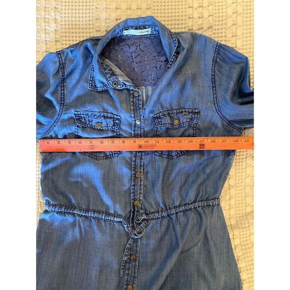 Maurice’s Light Denim Dress Size Medium Snap Front Elastic Waist Western Rodeo - Picture 8 of 9